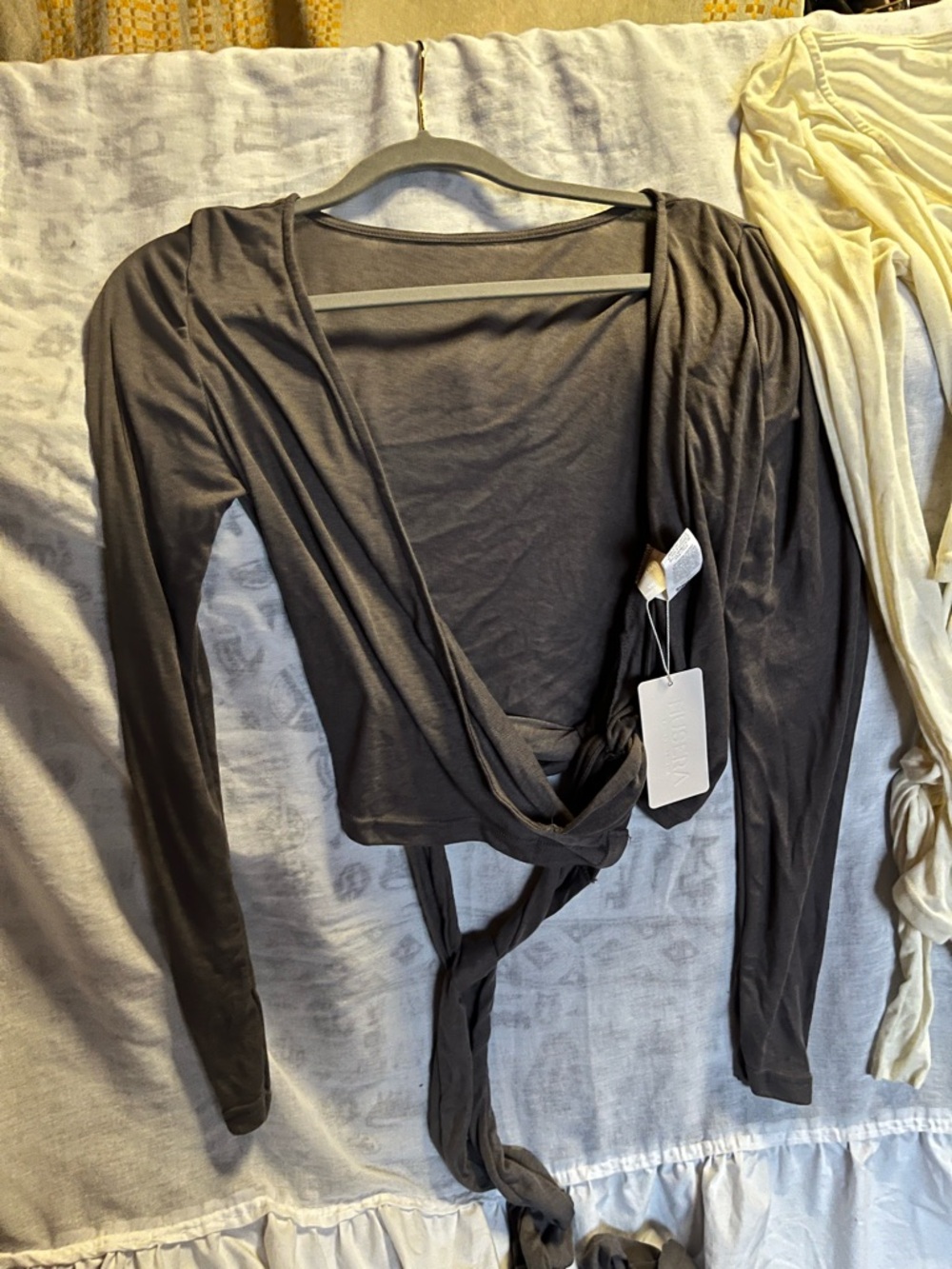 Musera Charcoal Wrap Front Long Sleeve Tunic